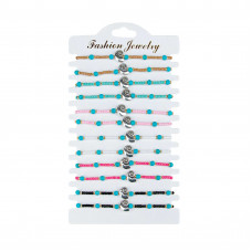 HL-56-14 браслет-нить с бисером, бирюзовыми бусинами и под... HL-56-14 браслет-нить с бисером, бирюзовыми бусинами и под...