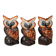 OWL09-5 Набор 3 сов по 9см.